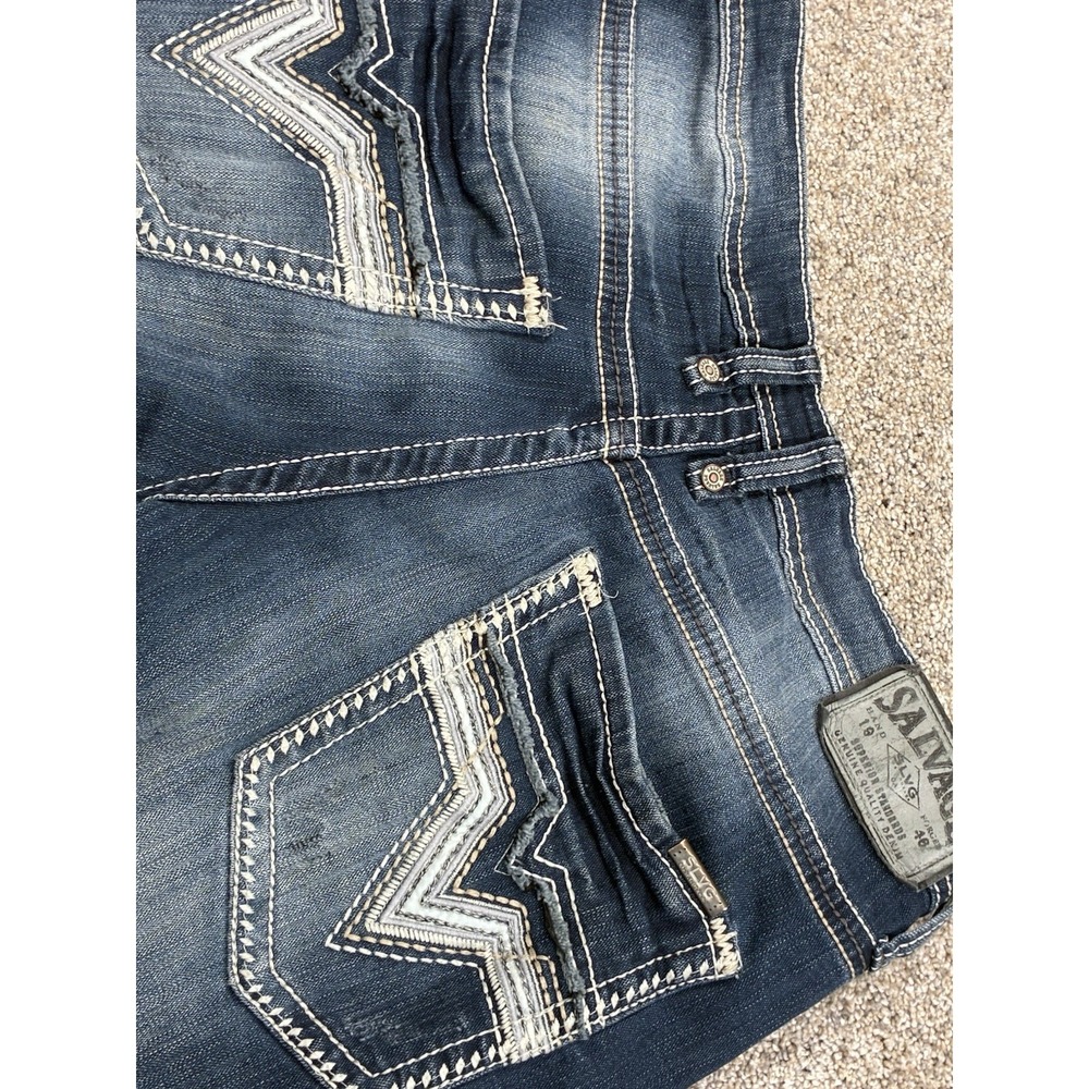 SALVAGE MAYHEM BUCKLE ‎ SLVG Regular Boot Cut Denim Blue Jeans 33L #0415 - Picture 10 of 13